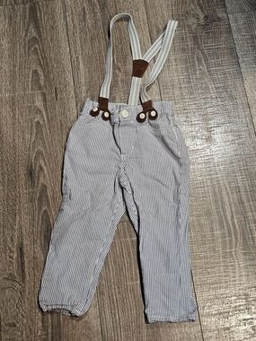 baby B'gosh  Suspenders Pants Size 2T Blue and White Striped